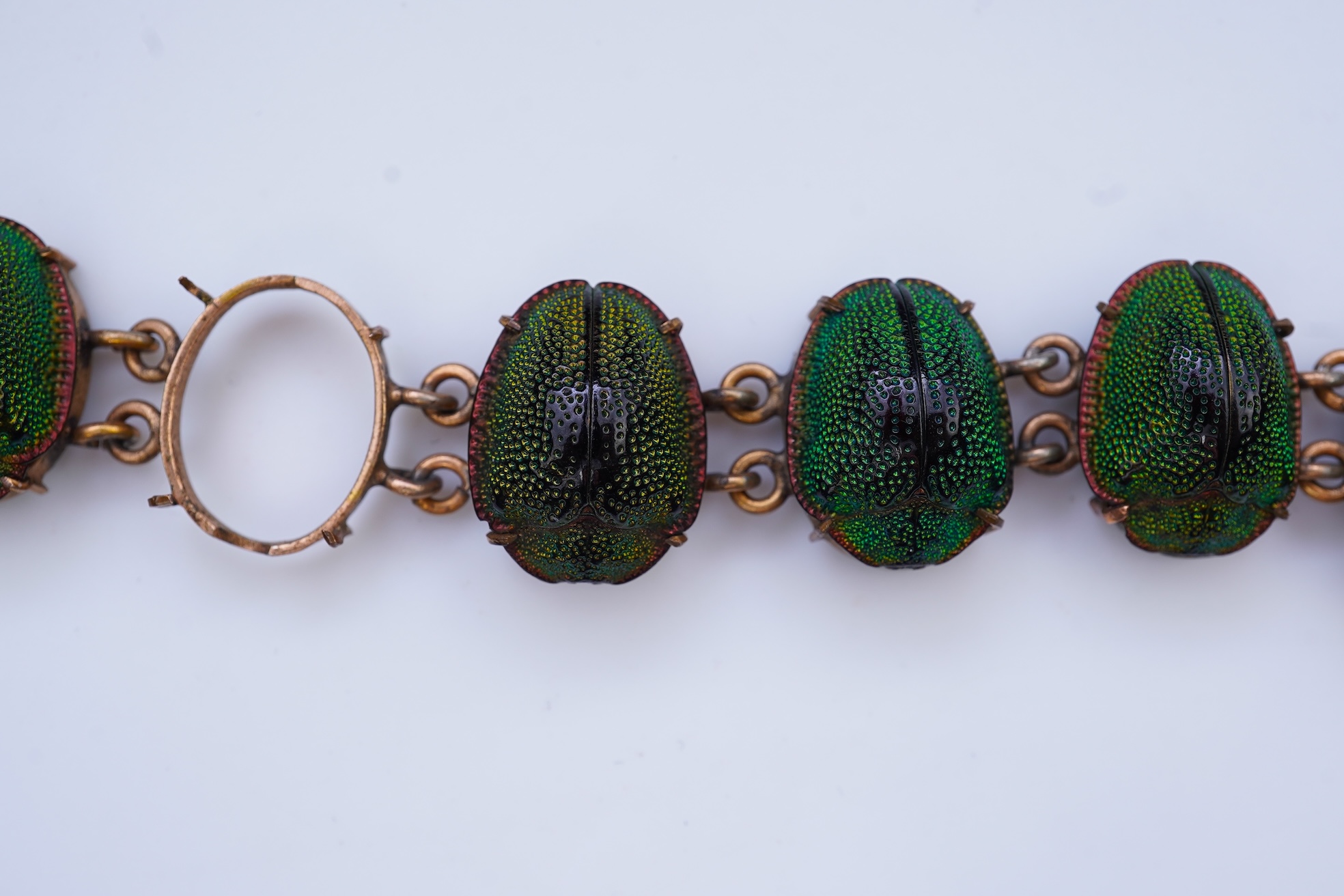 A Victorian beetle carapace bracelet, mid 19th century